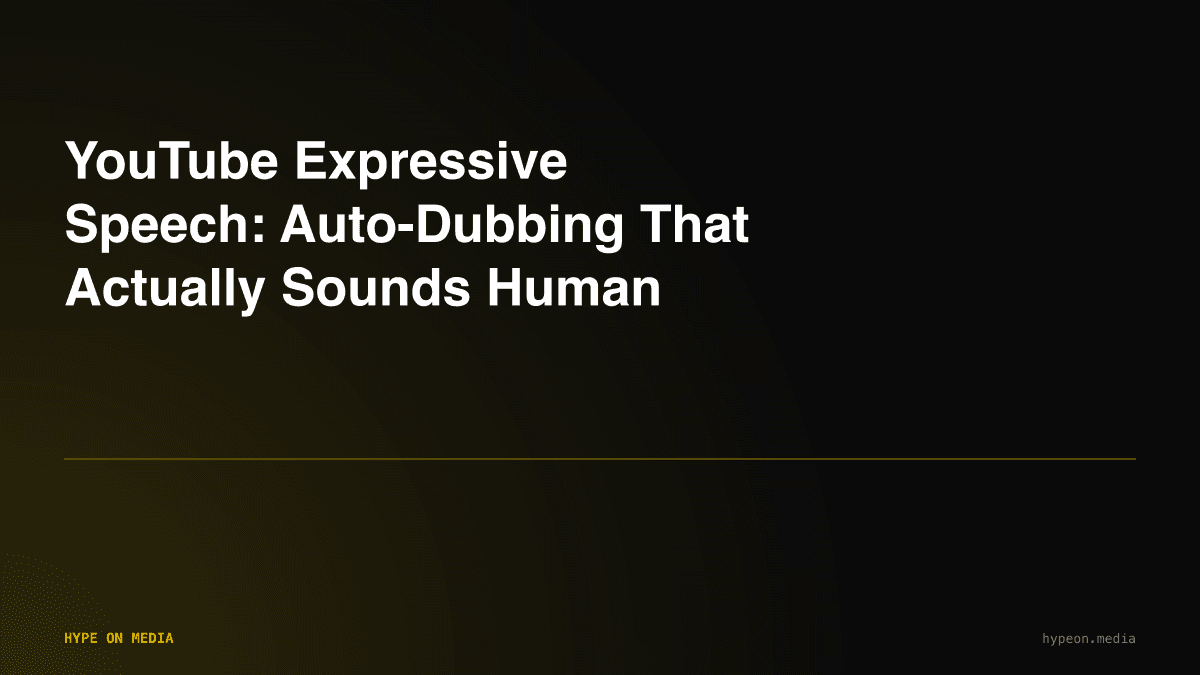 YouTube Studio auto-dubbing interface showing Expressive Speech language options and waveform