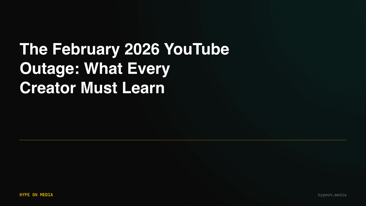 Red error screen showing YouTube outage with creator revenue and analytics data interrupted